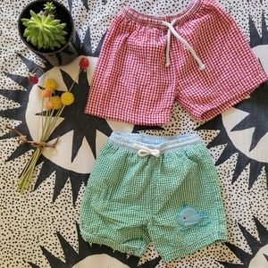 Seersucker Swim Trunks bundle red 12m/Green 18m